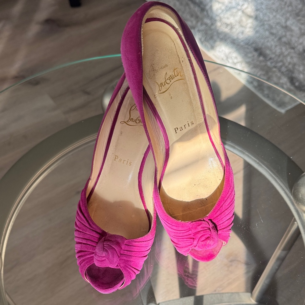 Christian Louboutin Fuchsia Peep-Toe Heels 80mm